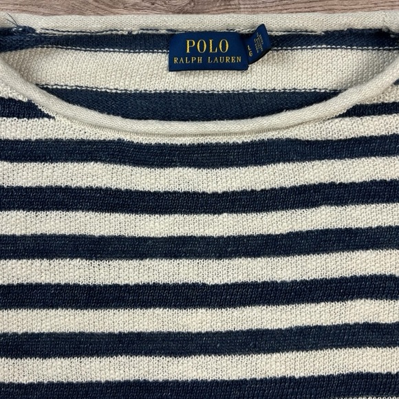 Polo by Ralph Lauren Linen Cotton Grunge Boho Striped Sweater Women's Sz: LG - Picture 3 of 11